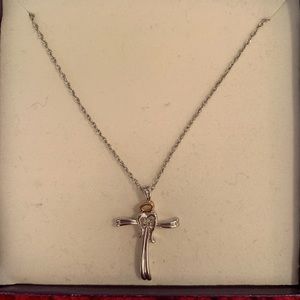 Kings silver and gold cross necklace